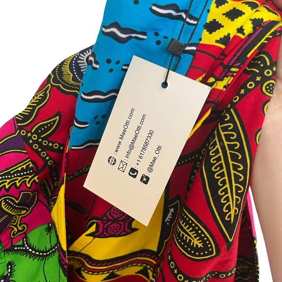 NEW Mae Otti Wrap Dress Short Sleeve Colorful Maximalist Cotton Size Large - Picture 7 of 10